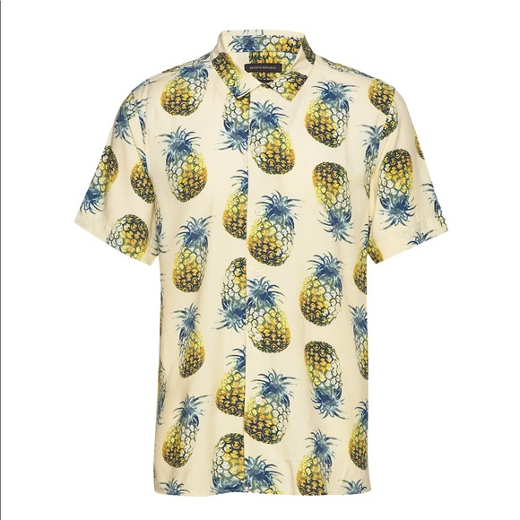 Banana Republic Other - Pineapple Hawaiian Shirt Men’s Lg Slim Fit